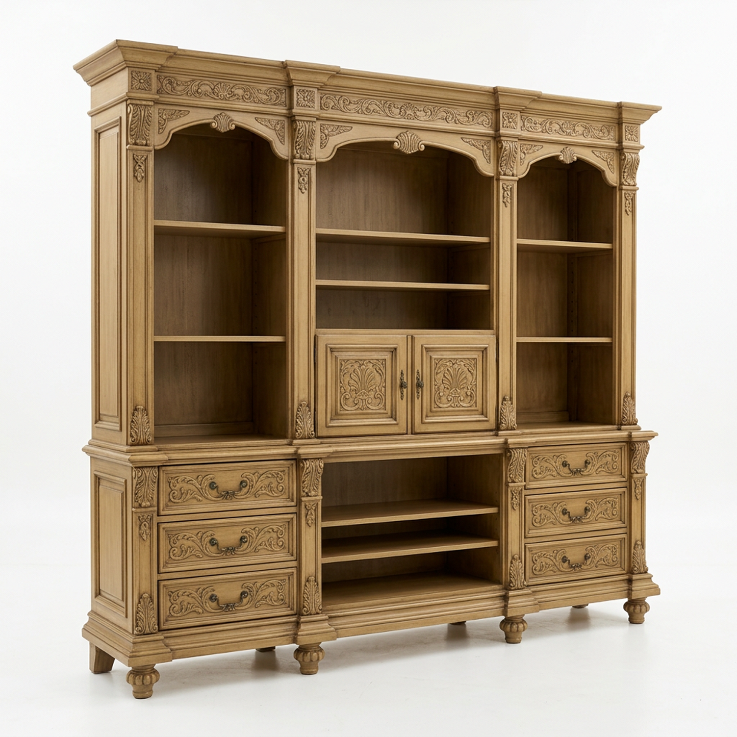 French Vintage Carved Bookcase