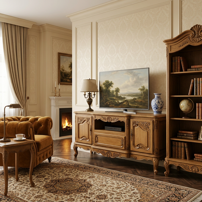 French Vintage Wooden TV Stand