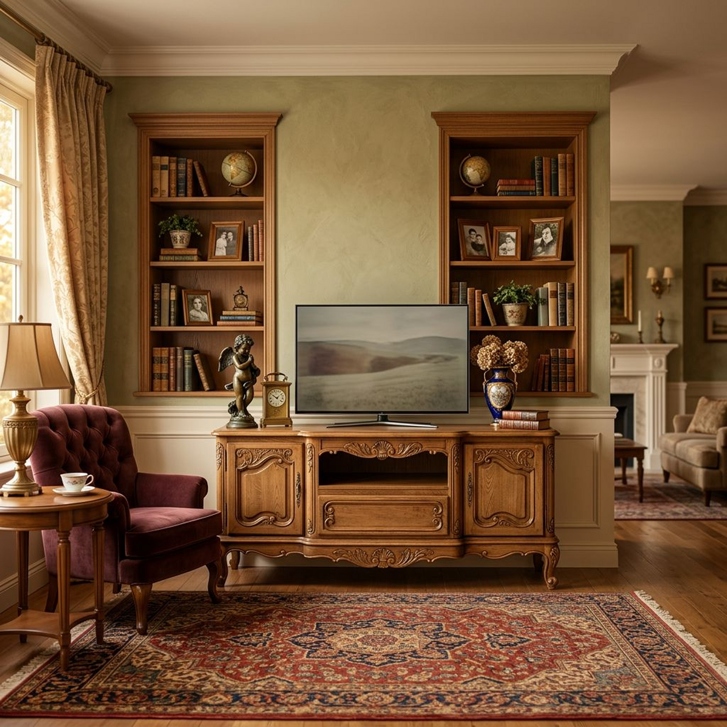 French Vintage Wooden TV Stand