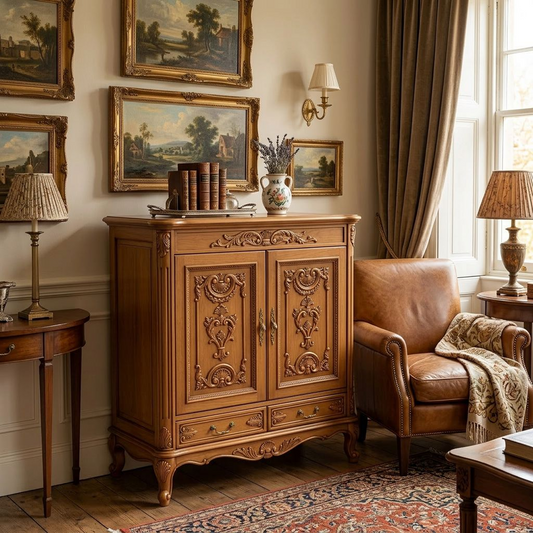 French Vintage Wooden Storage Cabinet