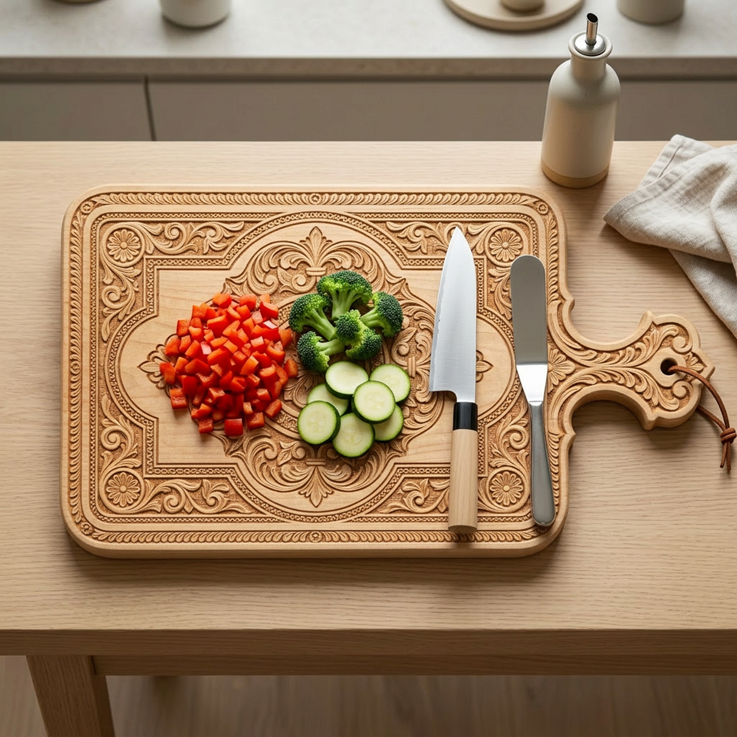 Vintage Carved Wooden Cutting Board