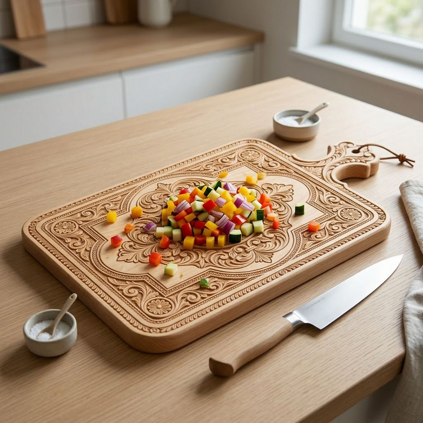 Vintage Carved Wooden Cutting Board