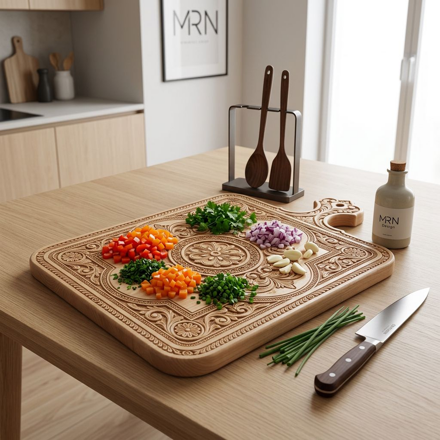 Vintage Carved Wooden Cutting Board