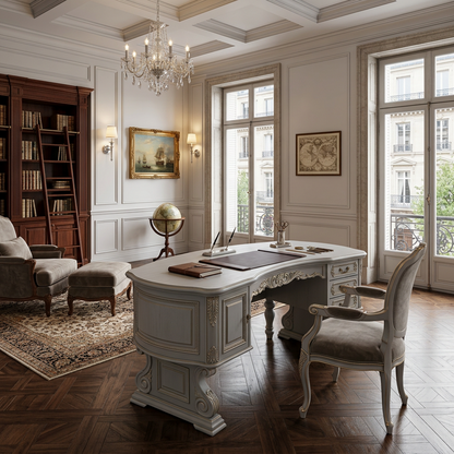 French Vintage Curved Desk