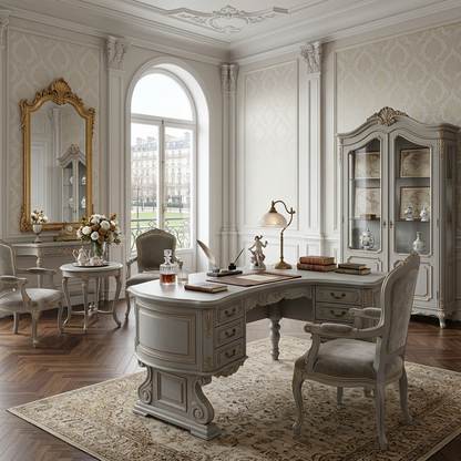 French Vintage Curved Desk