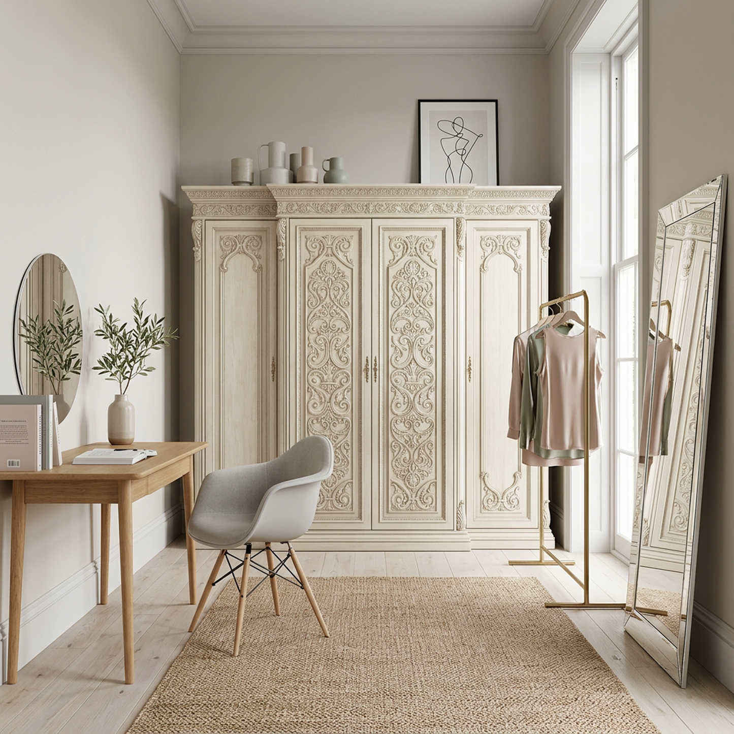 French Vintage Carved Wardrobe