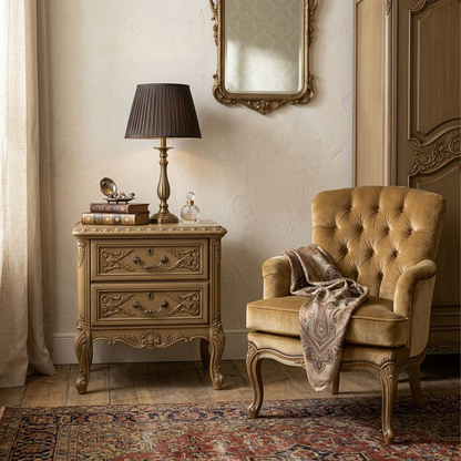 French Vintage Wooden Nightstand