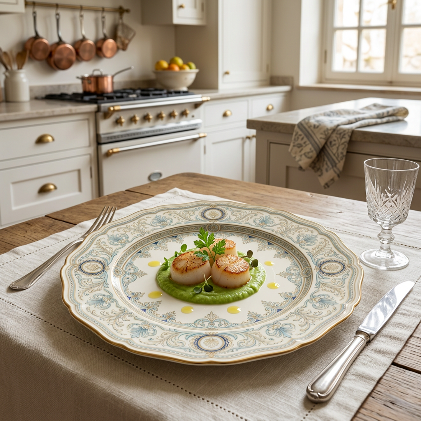 French Vintage Ceramic Dinner Plate
