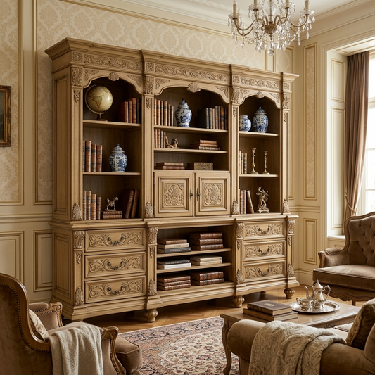 French Vintage Carved Bookcase