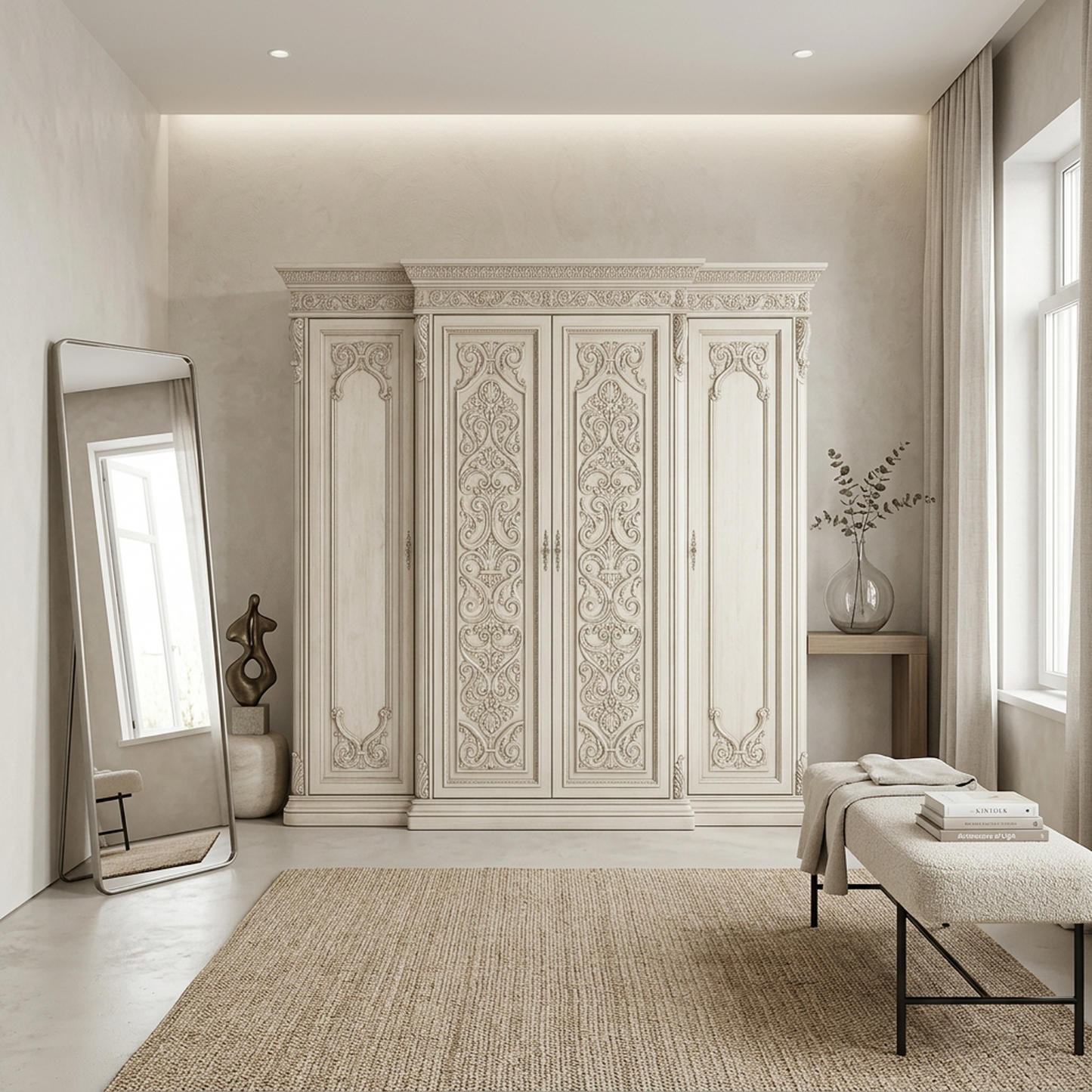 French Vintage Carved Wardrobe