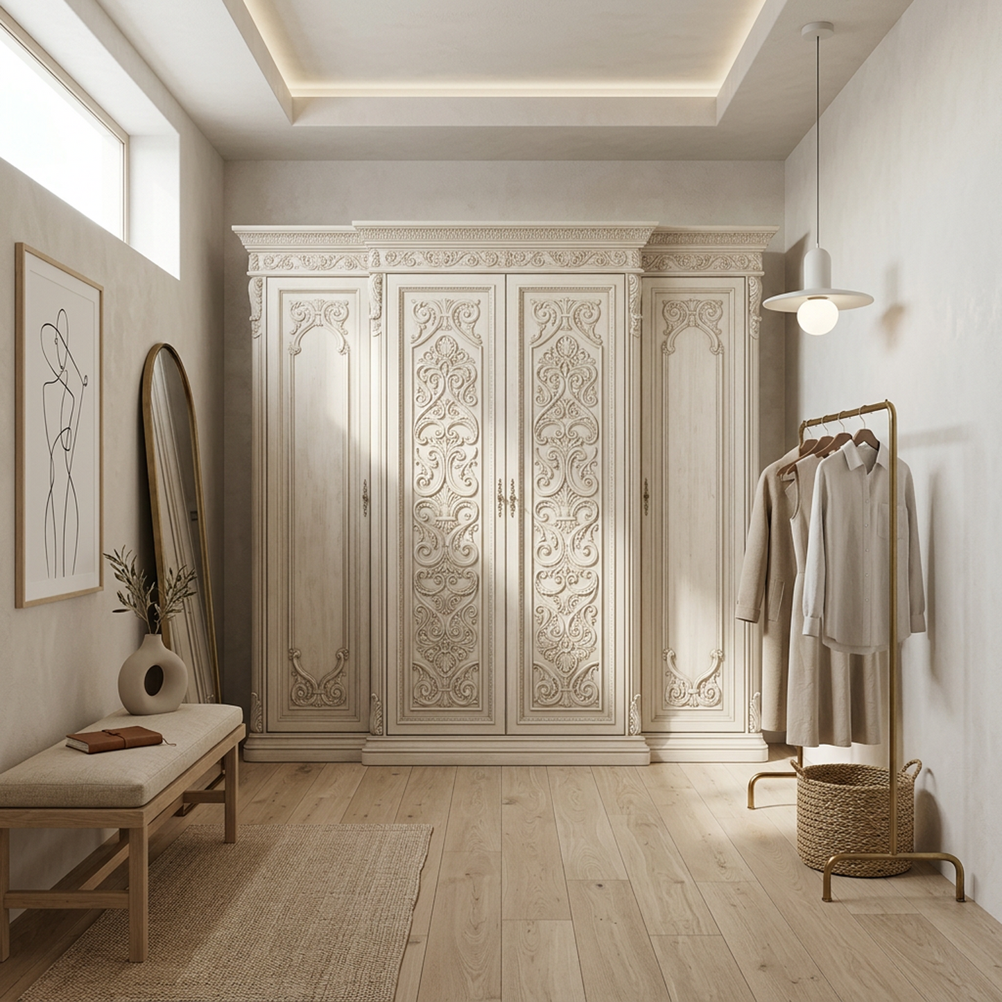 French Vintage Carved Wardrobe