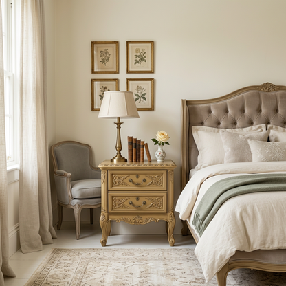 French Vintage Wooden Nightstand