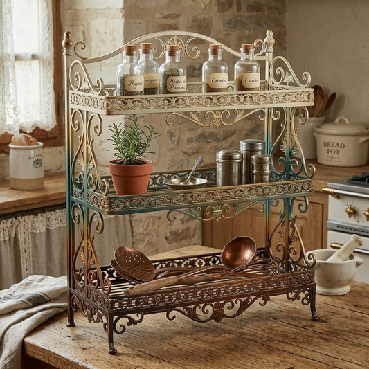French Vintage Metal Kitchen Rack