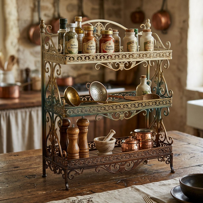 French Vintage Metal Kitchen Rack