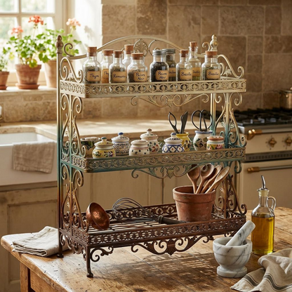 French Vintage Metal Kitchen Rack