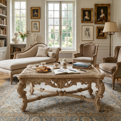 French Vintage Carved Coffee Table