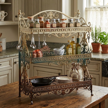 French Vintage Metal Kitchen Rack