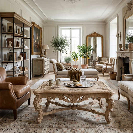 French Vintage Carved Coffee Table